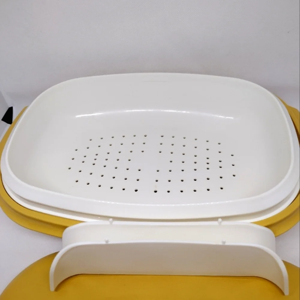 Vintage Tupperware Harvest Gold Microwave‎ Vegetable Steamer